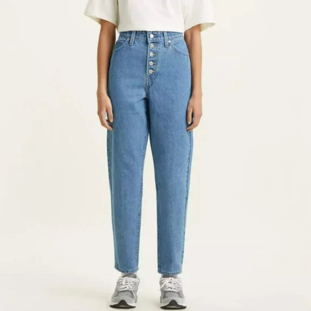 Levi's Blue Denim High Waisted Mom Jeans with Button Fly 27X27